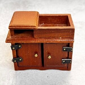 1:12 Miniature Wooden Dry Sink Kitchen Cabinet Dollhouse Furniture Leather Hinge
